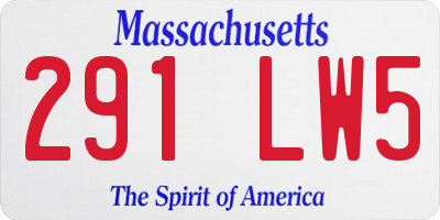 MA license plate 291LW5
