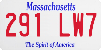 MA license plate 291LW7