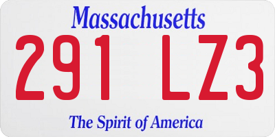 MA license plate 291LZ3
