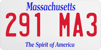 MA license plate 291MA3