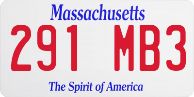 MA license plate 291MB3
