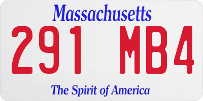 MA license plate 291MB4