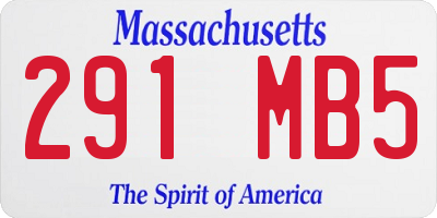 MA license plate 291MB5