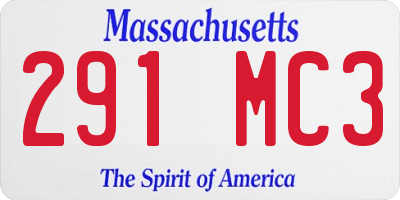 MA license plate 291MC3