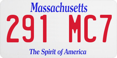 MA license plate 291MC7