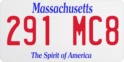 MA license plate 291MC8