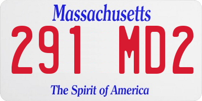 MA license plate 291MD2