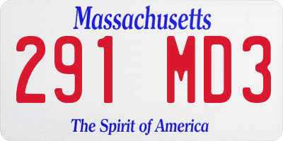MA license plate 291MD3