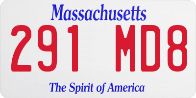 MA license plate 291MD8