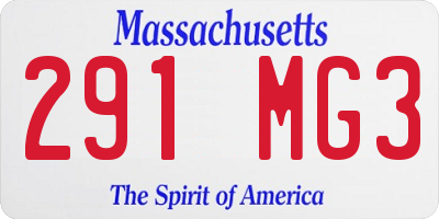 MA license plate 291MG3