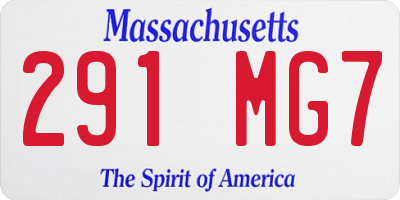 MA license plate 291MG7