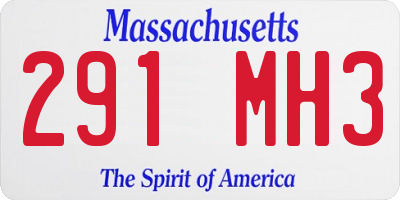 MA license plate 291MH3