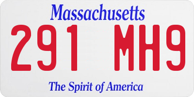 MA license plate 291MH9