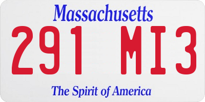 MA license plate 291MI3