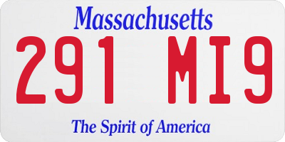 MA license plate 291MI9