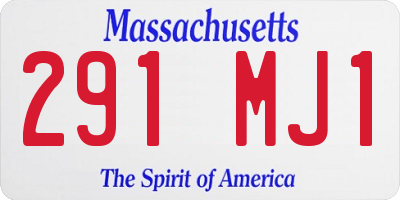 MA license plate 291MJ1