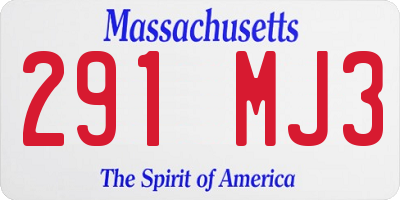 MA license plate 291MJ3