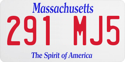 MA license plate 291MJ5