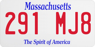 MA license plate 291MJ8