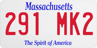 MA license plate 291MK2