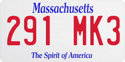 MA license plate 291MK3