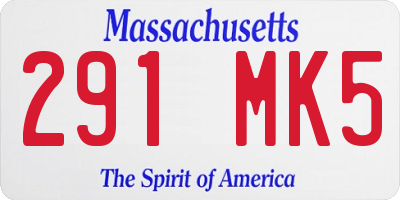 MA license plate 291MK5