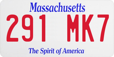 MA license plate 291MK7