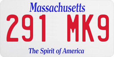 MA license plate 291MK9