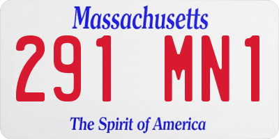 MA license plate 291MN1