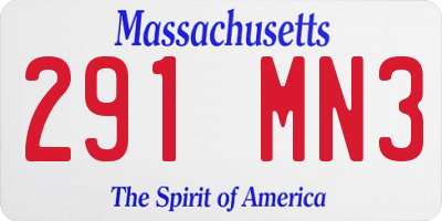 MA license plate 291MN3