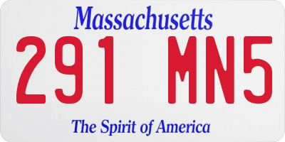 MA license plate 291MN5