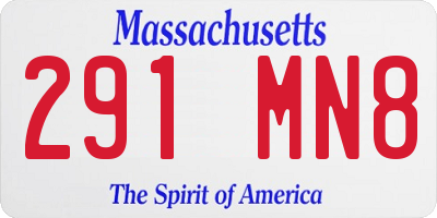 MA license plate 291MN8
