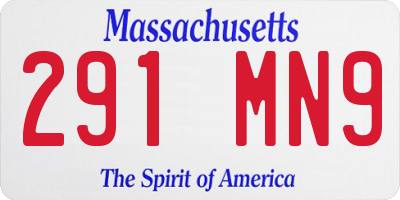 MA license plate 291MN9