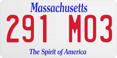 MA license plate 291MO3