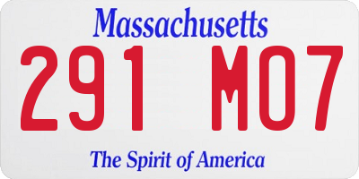 MA license plate 291MO7