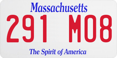 MA license plate 291MO8
