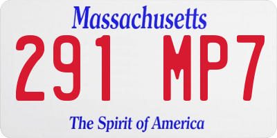 MA license plate 291MP7