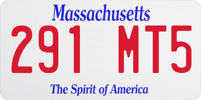 MA license plate 291MT5