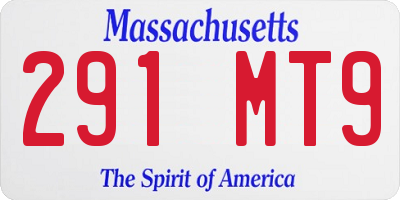 MA license plate 291MT9