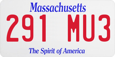 MA license plate 291MU3