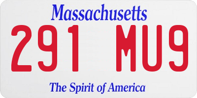 MA license plate 291MU9