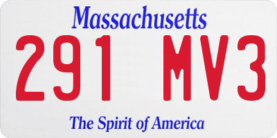 MA license plate 291MV3