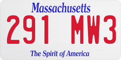 MA license plate 291MW3