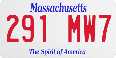 MA license plate 291MW7