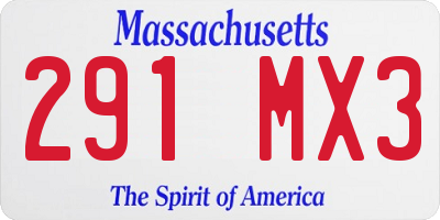 MA license plate 291MX3