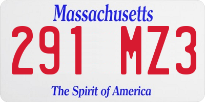 MA license plate 291MZ3