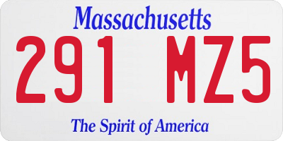MA license plate 291MZ5
