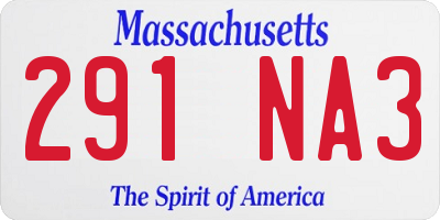 MA license plate 291NA3