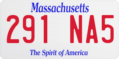MA license plate 291NA5