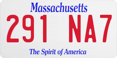 MA license plate 291NA7